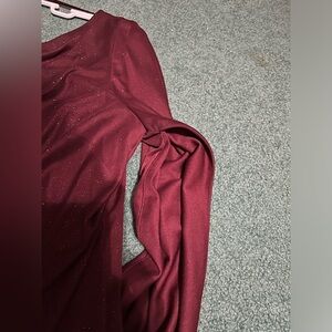 This is a burgundy glittery dress, very cute and classy. Size Large